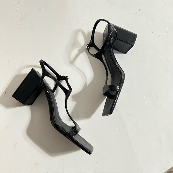 Zara Black BLOCK HEEL SANDALS Size 7.5 US - Picture 12 of 14